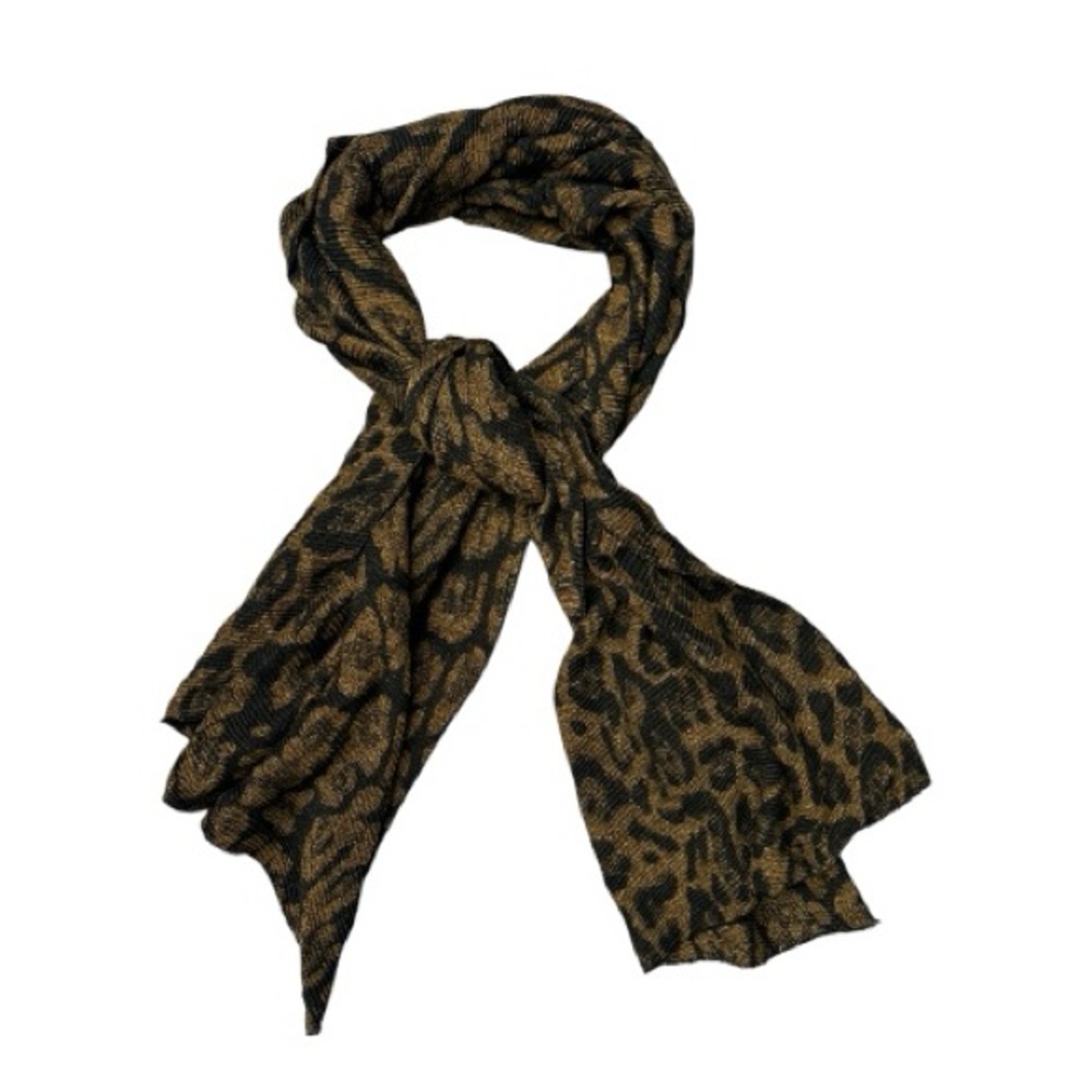 Elegant Animal Print Scarf - Black and Brown